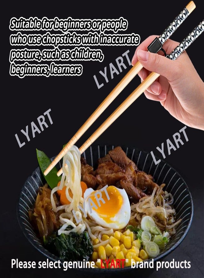 LYART 7 Pairs Reusable Training Chopsticks Helpers for Kids Adults Trainers Beginner and Each Age Learner, Non-Slip and Portable Practice Wooden Chopsticks Hinges Connector Set (1.Japanese stamp) - Image 3